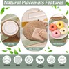 Gandeer 6 Sets Boho Round Woven Placemats Embroidered Striped Tassel