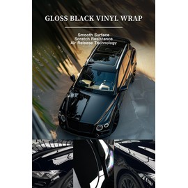 XINXINVibe 3ft x 5ft Gloss Black Car Vinyl Wrap Roll, Durable Easy Application Automotive Wrapping Film for Car Body Protection (Gloss Black)