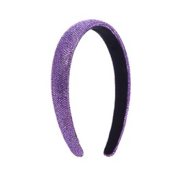 Feilguee 1 PCS Rhinestone Headband Glitter Non-Slip Wide Headband, Solid Hair Band Fashion Hair Accessories for Women Girls(Purple)