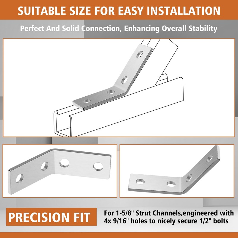 MorningRo 8 Pcs 45 Degree Angle Bracket Fitting for 1-5/8