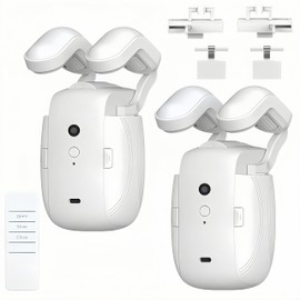 2PCS Automatic Curtain Opener, Smart Curtain Opener, Electric Curtain Opener and Closer with Remote Control for Roman Rod/I-Shaped/U-Shaped Curtain Tracks