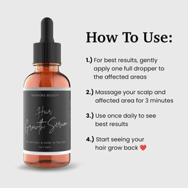 Rennora Hair Growth Serum with Organic Herbs and Natural Vitamins, Peppermint Oil, Stinging Nettle, and Rosemary Oil, No Chemicals, Formulated for Hair Regrowth (1oz per bottle, 1 Pack)