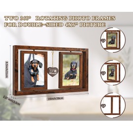 ATOBART Pet Memorial Gifts Twin Rotating Wooden Picture Frames