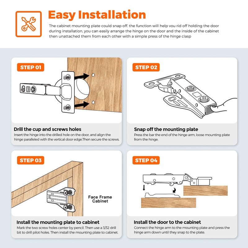 JOY DECOR Full Overlay 2 Pair 4 Pack Concealed Kitchen
