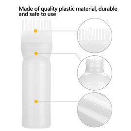 Hair Dye Brush Bottle, Hair Dyeing Bottle Dyeing Bottle Brush Shampoo Hair Color Oil Comb Shampoo Bottle Hair For Hair Brushes 3 Colors Lightweight Hair Applicator Tool[White]