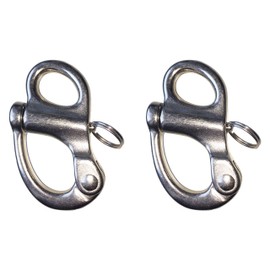 Sunload Snap Shackle with Fixed Eye, Cast Stainless Steel V4A AISI 316 Rust-Free Pack of 2 (52 mm)