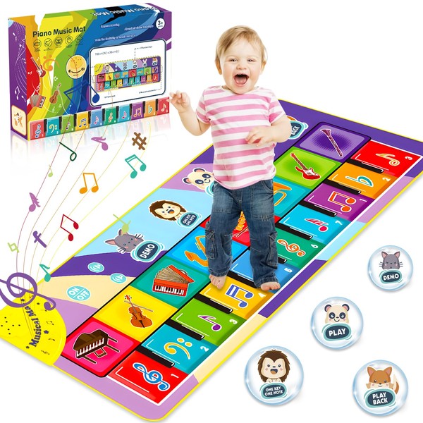 ENCOUN Piano Mat for Children, Musical Dance Keyboard Mat 1-5 Years, Music Play Mat for Boys Girls, Educational Toys Gifts for Birthdays (110 x 36 cm)