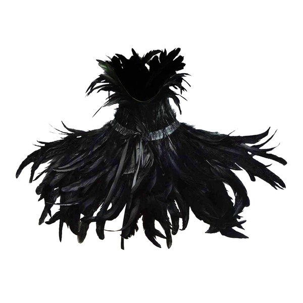 keland Gothic Feather Shrug Cape Shawl Choker Collar Halloween Costume (Black B)(Size: One Size)