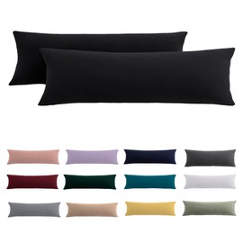 Beqnat Side Sleeper Pillow Cover 40 x 145 cm, Set of 2 - Black Pillowcase 145 x 40 cm with Zip, 100% Microfibre Resistant and Hypoallergenic Pillowcase for Side Sleeper Pillow