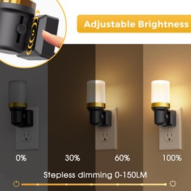L LOHAS LED Night Light, Night Lights Plug into Wall, Dimmable Nightlight with Auto Light Sensor, 3000K Warm White 0-100LM, Plug in Night Light for Hallway Bedroom Bathroom