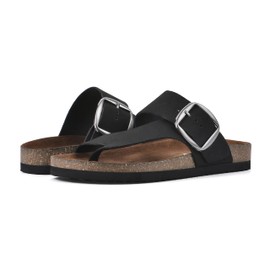 WHITE MOUNTAIN Women's Harley Footbed Sandal, Black/Nubuk, 7 M