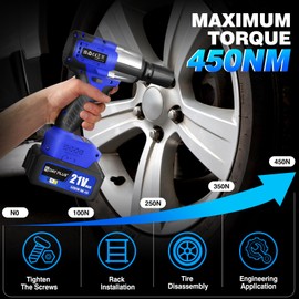 Cordless Impact Wrench Kits with 4 Sockets,High Torque 1/2" Impact Wrench with Multi Accessories,Electric Wrench with Dual Speed,6 Ah Impact Gun with High Rotation Speed for Construction/Repairs/Bolts