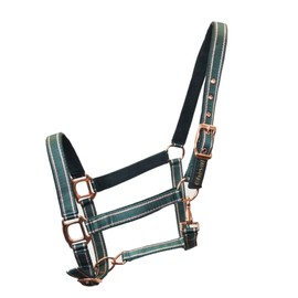 Halter for Horses with Glitter in Rose Gold, Halter Horse in Black and Pink, 2-Way Adjustable (Green Rose Gold, Shetland Pony)