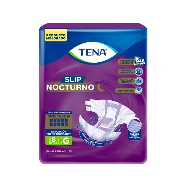 Pañales descartables para adultos Tena slip nocturno talla g 8