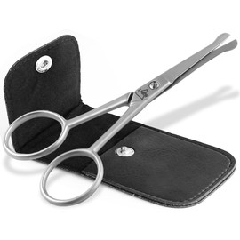 Premium Beard Scissors for Men Hair Scissors Nose Hair Scissors with Rounded Ends and Sharp Cut for Precise Beard Care - Professional Hair Cutting Scissors Made of Stainless Steel 10.5 cm with Case