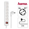 Hama Hama Steckdosenleiste 6-Fach (Mehrfachsteckdose mit 3m Kabel, inkl. Kippschalter,
