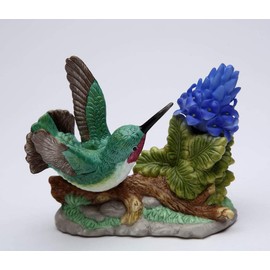 Cosmos Gifts Fine Elegant Porcelain Hummingbird with Bluebonnet Figurine, 4" L