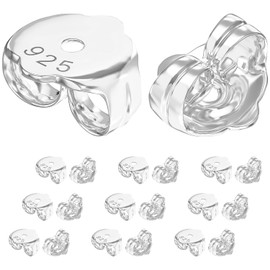 Aeon Jewellery Replacement Earring Backs - 10 Pairs (20 pcs) | 925 Sterling Silver Butterfly Safety Backings | Polishing Cloth Included