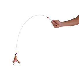 Cat Teaser Toy, Juguete Interactivo para Gatos con Plumas, Varita con Campana y Cuentas de Entrenamiento, 35.43 Pulgadas