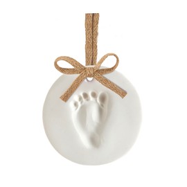 Kate & Milo Clay Babyprints Keepsake, Baby's First Christmas Ornament, Newborn Handprint or Footprint Clay Kit, Easy No-Bake DIY Clay Impression, Gender-Neutral Christmas Baby Gift, Burlap