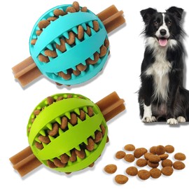 PawsOnly | Dog Treat Ball Dispenser | Interactive Toy for Boredom | Enrichment & Mental Stimulation | Safe Rubber Feeder | Puppy Challenging Activity (Medium 7cm/2.75in, BLUE + GREEN, 2 Pack)