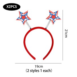 2 Pieces Flag Headbands, Five-Pointed Star Tassel Headbands, Patriotic Party Hair Accessories, Red White and Blue Headbands, Holiday Party Decorations