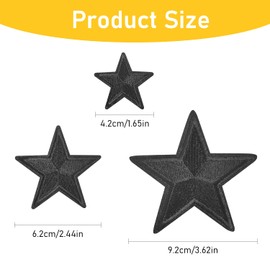 CLINTT 24Pcs Star Embroidered Patches, Suitable for Both Iron on and Sewing, Fit for Clothes, Coats, Jeans, Hats, Etc（Black）