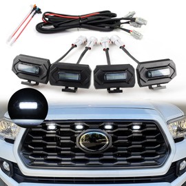 Seven Sparta Upgraded 4 PCS Grill Lights Compatible with 2020-2023 Toyota Tacoma Off Road & Sport OEM Grille Aftermarket Grille Light with Two Fuse Adaptors