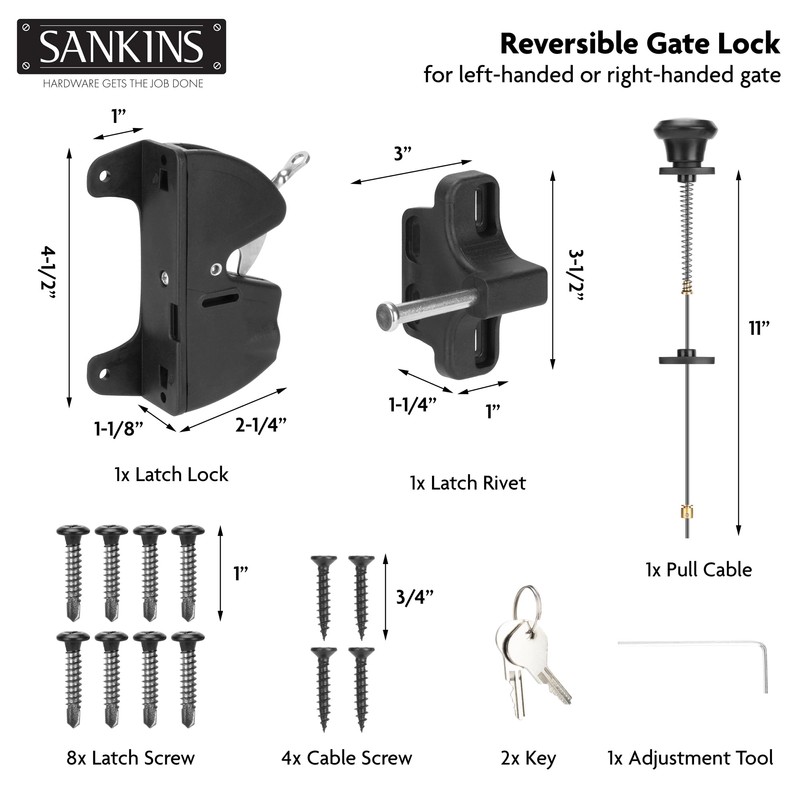 SANKINS Key Lockable Fence Gate Latch, 2 Sided Gate Lock