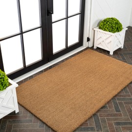 JONATHAN Y CHG100A-34 Peater Classic Casual Commerical Natural Coir Light Brown 3 ft. x 4 ft. Doormat for Entrance, Front Door, Entryway
