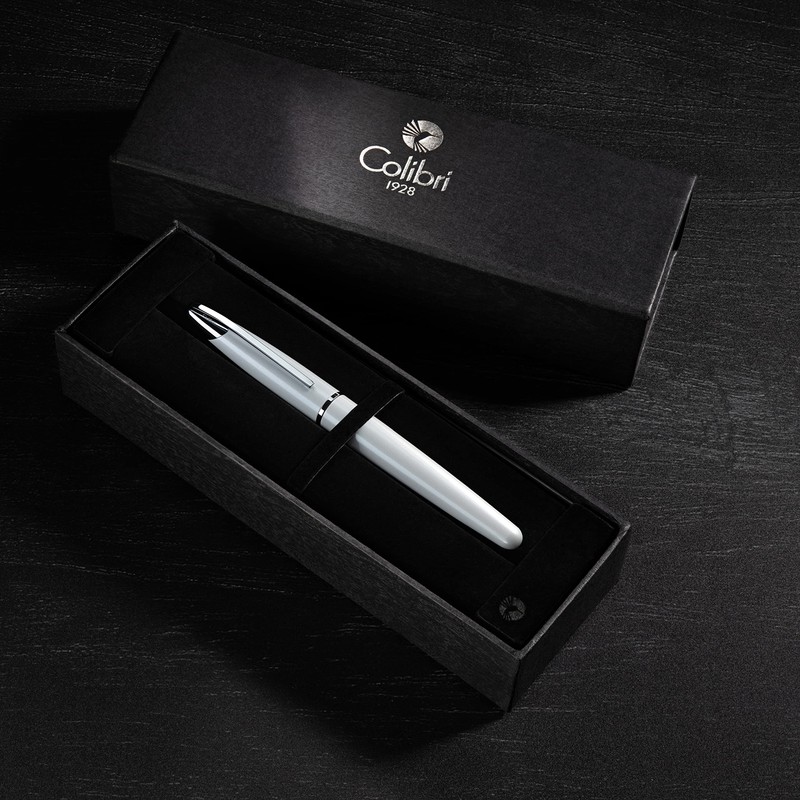 Colibri Equinox Rollerball Pen - White Lacquer and Chrome Accents