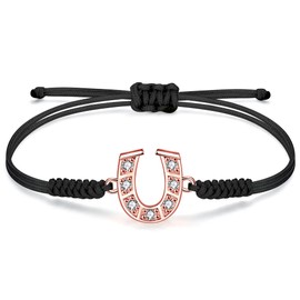 JENDEAR SHINE Rope Bracelet for Women Girls, Hand Braided Chain with Cubic Zirconia Charm, Mother's Day, Birthday, Graduation, Friendship Jewellery, Gift, Copper