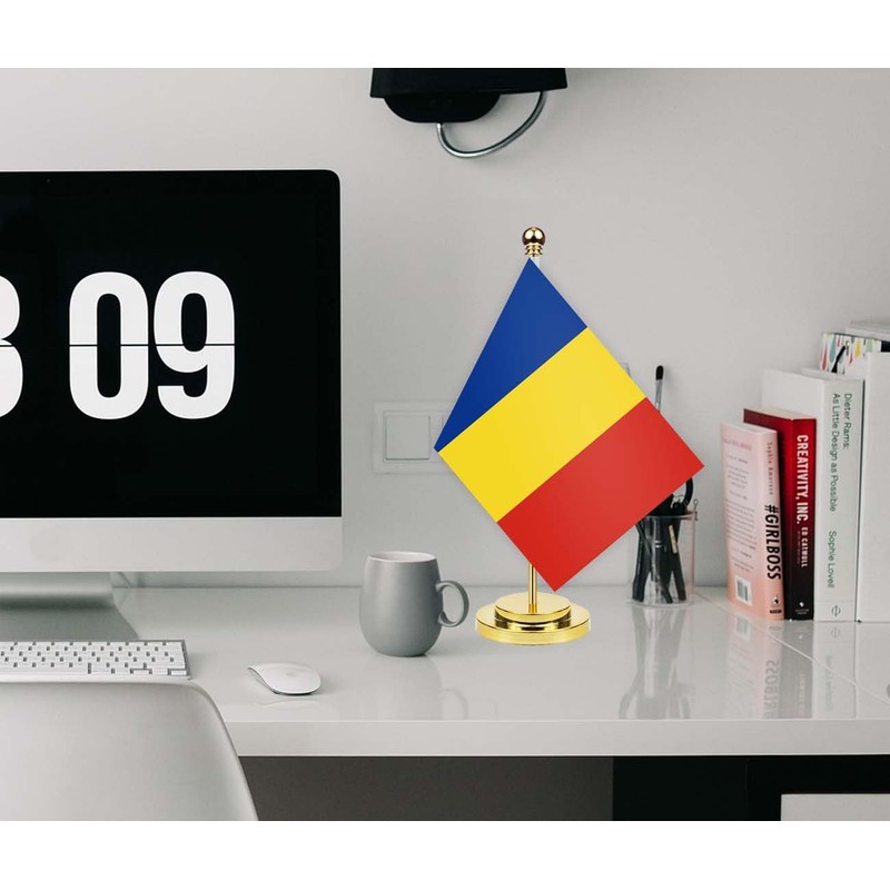 Romania Desk Flag,12 inch Tall Small Romanians Indoor Banner,Tiny Printing