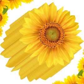 Sunflower Place Mats 13 x 13 Inch Rectangle Summer Paper Placemats Sun Flower Disposable Placemats Wood Slices Table Mat Table Setting Mat for Bridal Shower Wedding (Sunflower, 100)