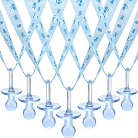 BBTO 24 Pieces Baby Shower Pacifiers Necklace Acrylic Chupones para Baby Pacifier for Girls Boys Baby Shower Party Game Favors Cute Mini Decorations Charms Table Scatter(Blue)