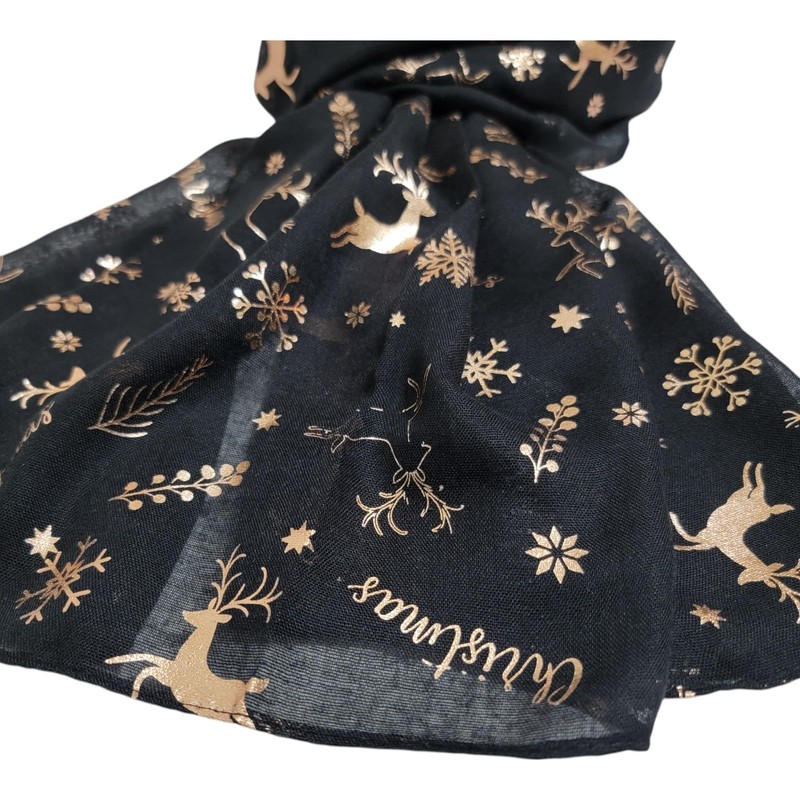 GFM Women's Christmas Scarf (CHRISSCF), Chris-2-kl-black