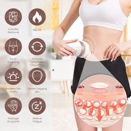 Coikes Body Sculpting Machine Handheld Cellulite Massag Cellulite Remover Electric with 6 Washable Pads Electric Body Massager Machine for Belly Waist Arms Legs Buttocks Gift for Friends and Family