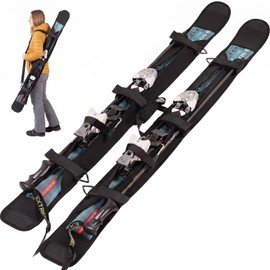 Ski Cover, 3MM Neoprene Ski Sleeve with Detachable Shoulder Strap, 1680D Oxford Anti-Collision Ski Binding Covers, Ski Carrier & Ski Bag Compatible, Fit 140cm-185cm Skis, Portable Foldable (150CM)