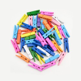 DIAO79NI Wooden Clothes Pins, Natural Wood, 50 Pack, 1.4 Inch (3.5cm), Mini Colorful Rust Resistant Clothes Pins for Hanging Clothes, Clothes Pins Wood, Colorful Clothing Pins, Clothes Pegs