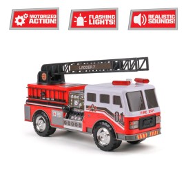 Mighty Motorized Fire Truck Toy With Rotating Ladder Realistic Lights Sounds