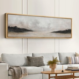 SIGNFORD Large Framed Canvas Print Wall Art Misty Forest Landscape Tranquil Nature Scene Illustrations Modern Art Relax/Calm Warm for Living Room, Bedroom, Office - 60"x20"