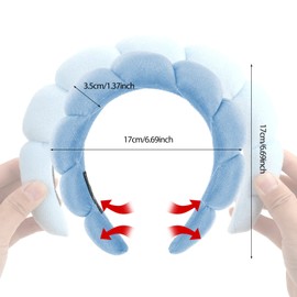 Women's Spa Headband Hair Band Make Up Hair Band Soft Sponge Skin Care Hair Band Hair Accessories for Washing Face Makeup Remover Shower Skin Care (Blue)