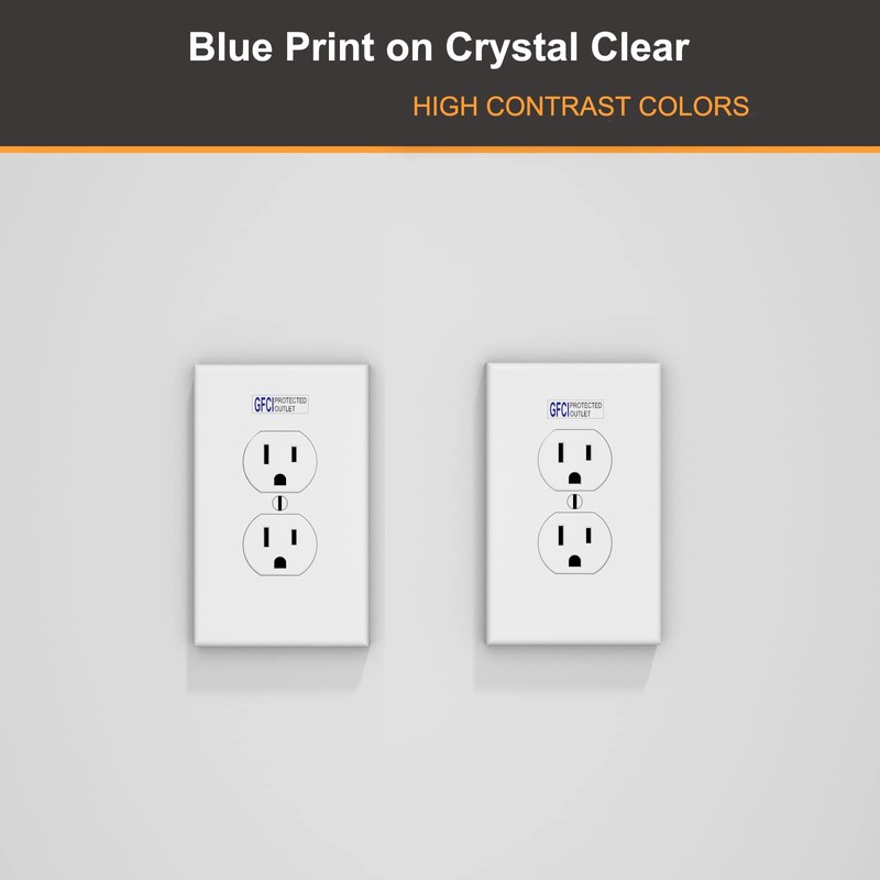 GFCI Protected Outlet Receptacle Plates Label Sticker Decal Blue Print