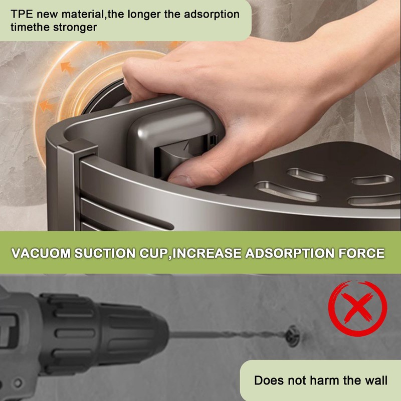 2 Shelf Corner Shower Caddy - Suction Cup, With Towel