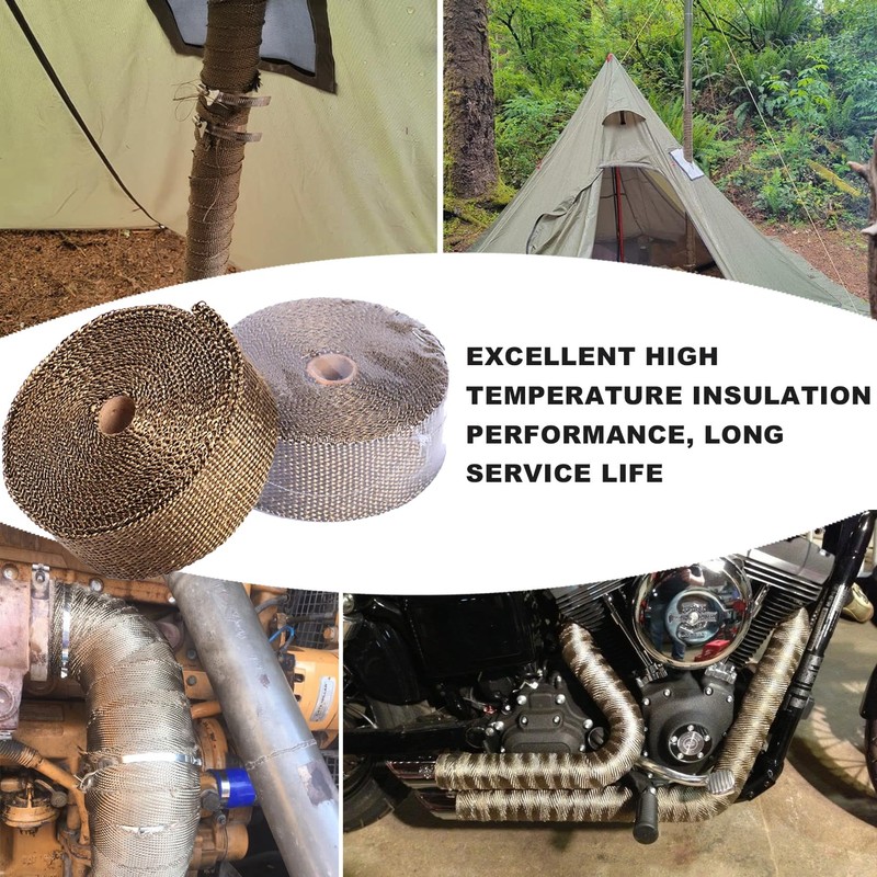 Eagles Fireproof Pipe Wrap, 2inch×16Ft, with 2 Clamps Tent Stove