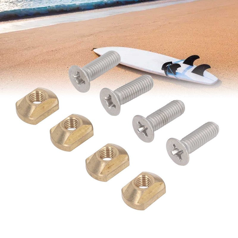 4 Sets Surfboard Screw Plate Copper Seawater Erosion Resistant Fins