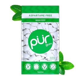 PUR Gum | Chicle sin Aspartame | 100% Xilitol | Chicle con sabor natural a menta verde, 55 piezas (Paquete de 1)