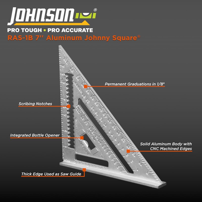 Johnson Level & Tool RAS-1B Johnny Square Professional Aluminum Rafter,
