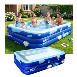 COBOPANDA 118" Extra Large Inflatable Pool, 0.35mm Double Thickened Blow Up Pool for Adults & Kids, Full-Sized Family Swimming Kiddie Pool for Backyard