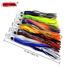 Capt Jay Fishing trolling Lure (9 inch) 6pcs / 8pcs Package Fishing Offshore Big Game trolling Lure for Marlin Tuna Mahi Wahoo. (6 Mixed Colors, 6 Pcs)